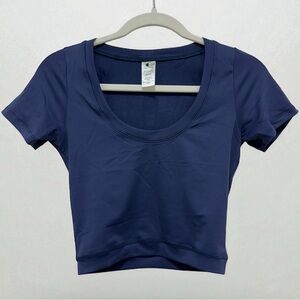 Lotus & Luna Cropped Yin Scoop Neck Top | Size S | Navy | NWOT 🪷